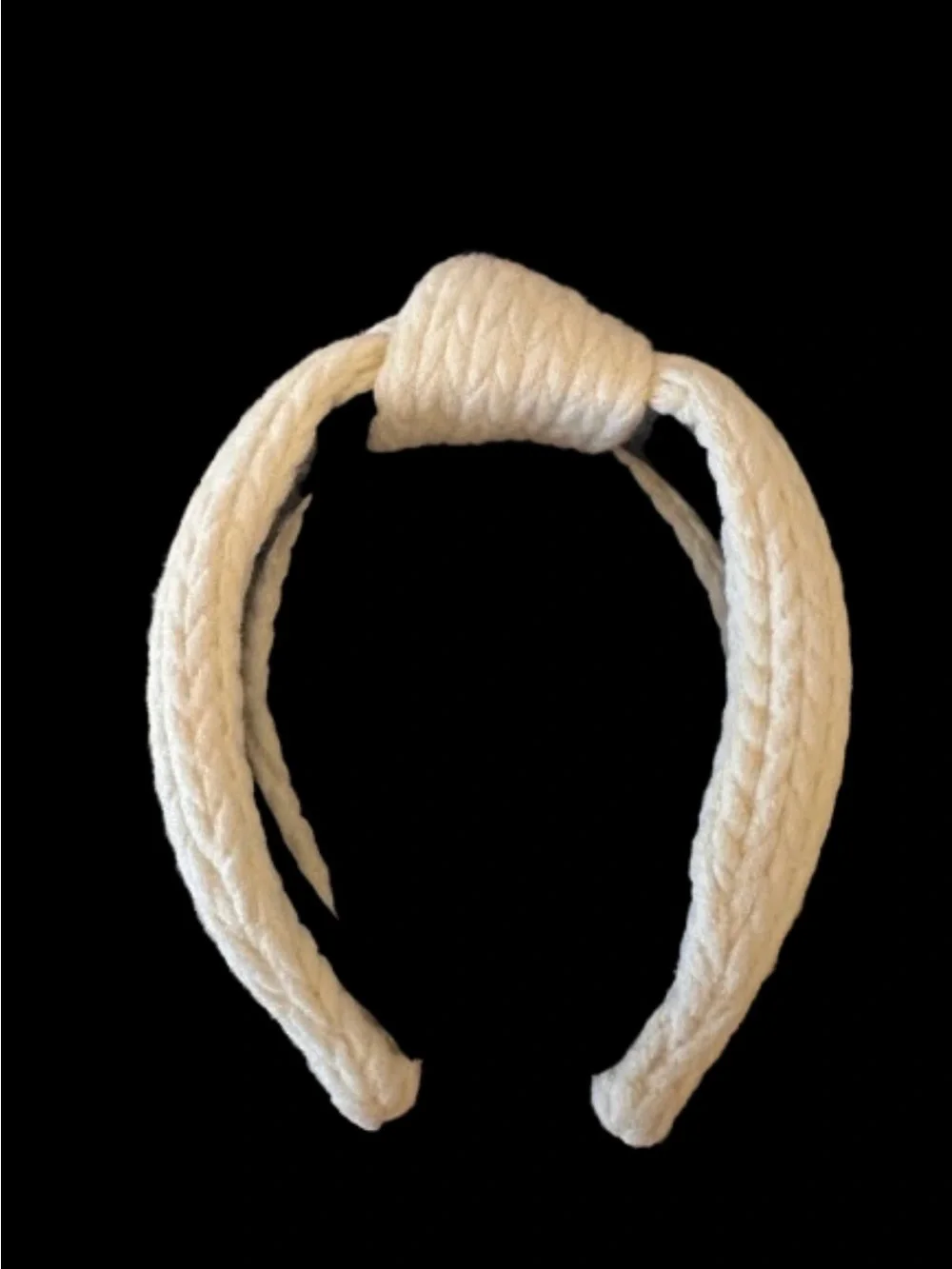 Lele Sadoughi Cream Cable Knit Knotted Padded Headband Winter Cozy Winter Ivory